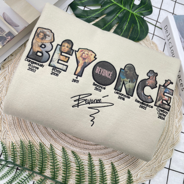 Beyoncé Embroidered Shirt-BEYEMBCB-007-Beyonce Full Album Embroidered Shirt Beyoncé Embroidery Fan Merch - Image 2