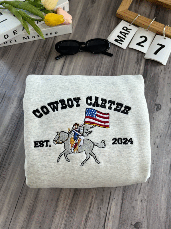 Beyoncé Embroidered Shirt-BEYEMBCB-005-Cowboy Carter Album By Beyonce Embroidered Sweatshirt