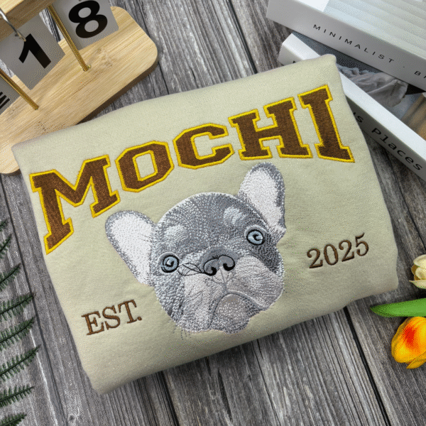Custom Pet Embroidered Shirt – Personalized Dog Portrait & Name Shirt - Image 7